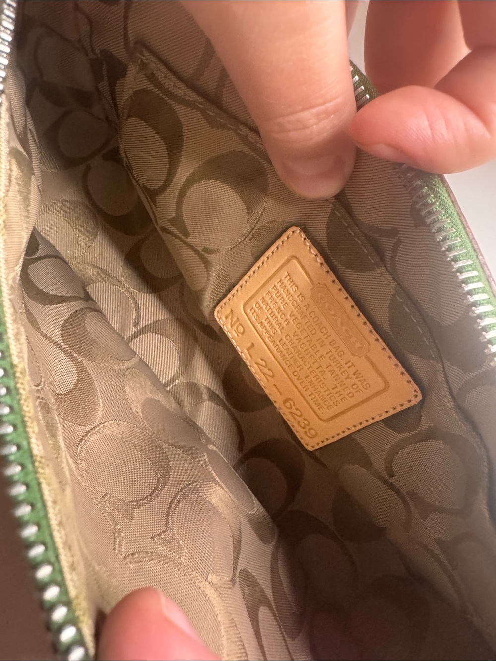 Vintage 2002 Coach Vachetta Demi 6239 Tan Green Leather Shoulder Bag Purse - Picture 10 of 14